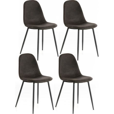 Set 4 Sedie 44x50xH84 cm in Similpelle Brigitte Grigio Vintage (1/5)