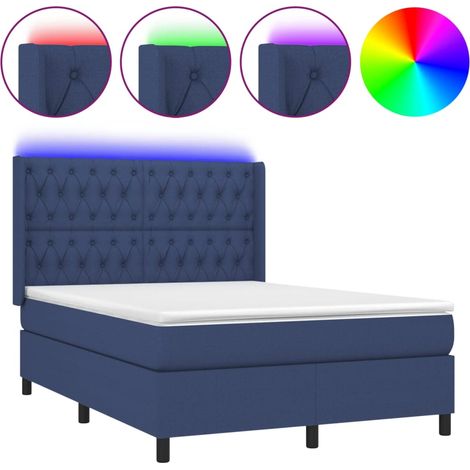 Maison Exclusive - Boxspringbett mit Matratze & LED Blau 140x200 (1/5)