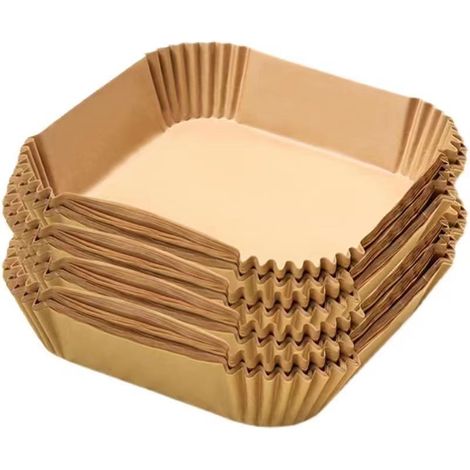 Papier sulfurisé - Papier sulfurisé pour friteuse à air chaud - Moules jetables - Accessoires pour friteuse à air chaud - 100 pièces - Carré (1/4)