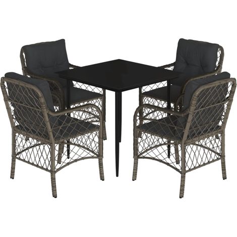 Maison Exclusive - Set comedor de jardín 5 piezas con cojines rat (1/5)