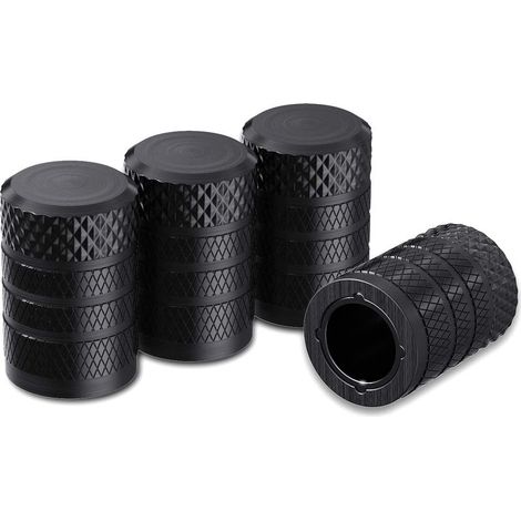 Black tire valve caps, set of 4, corrosion-resistant, universal for cars, trucks, motorcycles, SUVs and bicycles (1/4)