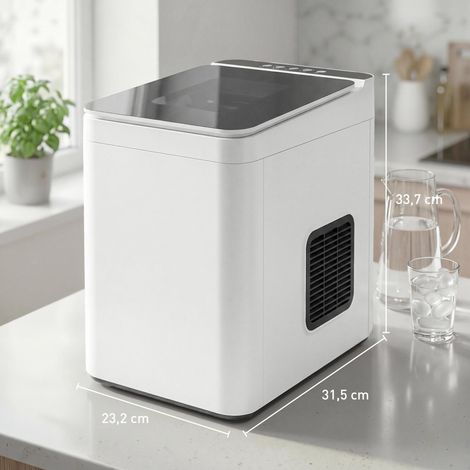 Sorbetière de table autonettoyante et compacte avec cuillère et panier, blanche (1/5)