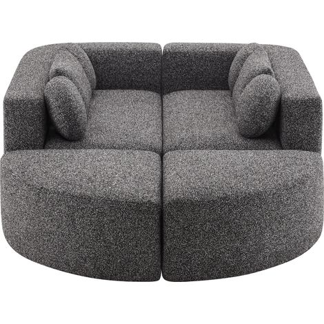 Divano letto modulare in ciniglia nera 292 x 165 x 68 cm senza montaggio (1/5)
