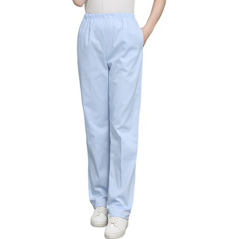 Pantalon d'infirmière, pantalon blanc à taille élastique pour femme, pantalon de médecin, vêtements de travail printemps-automne, pantalon de travail rose et bleu d'été (1/5)