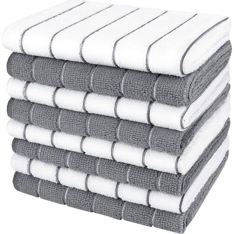 Chiffon absorbant de cuisine, chiffon multifonctionnel pour le nettoyage et le séchage de la maison, lot de 8, 30 cm x 30 cm (1/2)