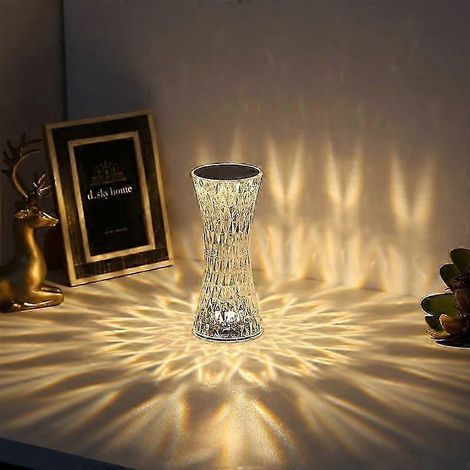 Lampe cristal, lampe tactile RGB à 16 couleurs changeantes, lampe de table diamant rechargeable pour chambre et salon, décoration lumineuse créative pour soirées et dîners. (1/5)