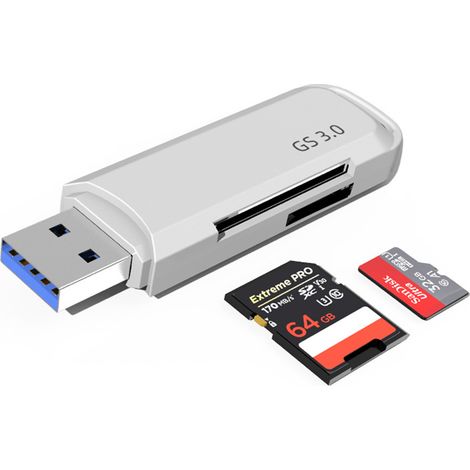 Lecteur De Cartes USB 3.0 - 2 Emplacements Simultanés SD Et Micro SD - Compatible SDHC SDXC Micro SDHC Micro SDXC - Jusqu'à 2 To - Sans Pilote