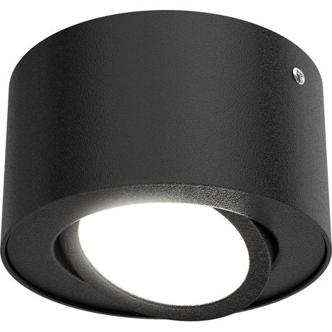 Lampe LED pour montage en surface, plafonnier 5 W, réflecteur pivotant, 470 lumens, 3.000 Kelvin, noir, Ø 9cm (1/5)