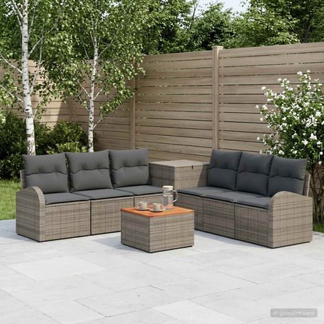 Set di divani da giardino modulare in polyrattan e acciaio grigio, set da 8 pz, 61.65kg - PANGIVO (1/5)