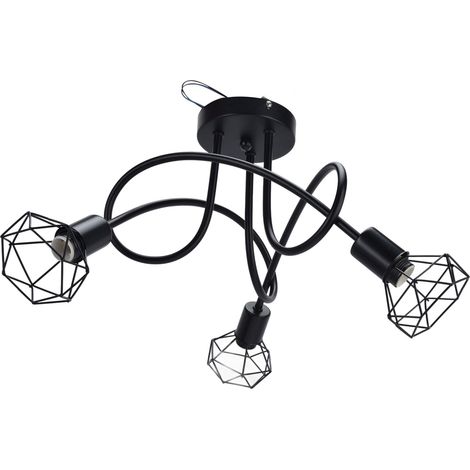 Suspension à 3 têtes avec base en fer creux pour ampoule E14 85-265V, idéale pour chambre, salle à manger ou salon. (1/5)