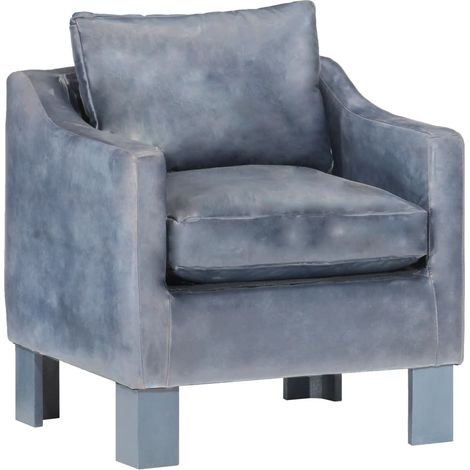 Sillón de cuero genuino gris