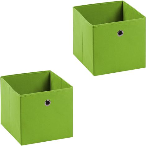 Lot de 2 boîtes de rangement ELA, en tissu vert