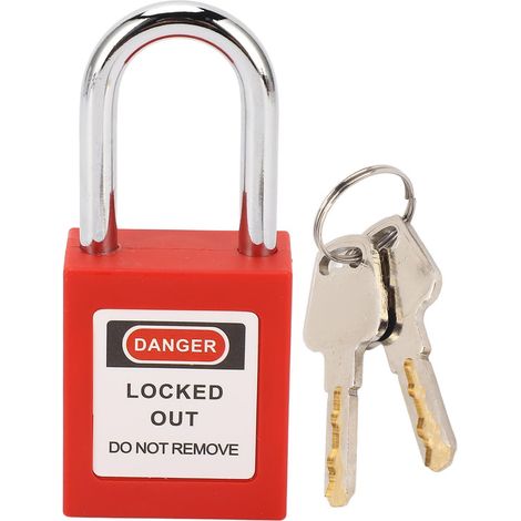Ortviai Cadenas de Sécurité pour Arrêt d'Urgence 38 mm, Corps en Acier Inoxydable et Nylon Renforcé, Rouge, 2 Clés