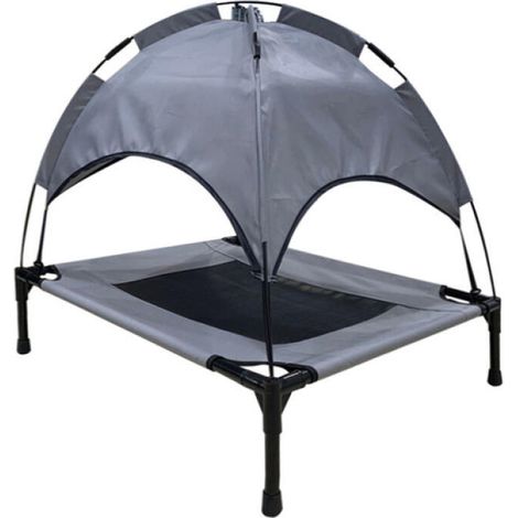 Cama para perros con patas y parasol – Tejido Oxford transpirable – Dimensiones 60 x 45 cm – Carga máxima 20 kg – Gris (1/5)