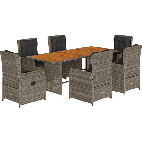 Maison Exclusive - Set da Pranzo da Giardino 7 pz con Cuscini in Polyrattan Grigio (1/5)