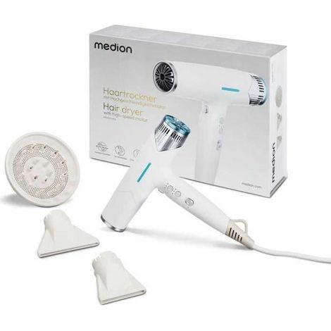 Seche-cheveux - MEDION - MD19984 - 1500 W - 3 vitesses - 105°C - Blanc (1/3)