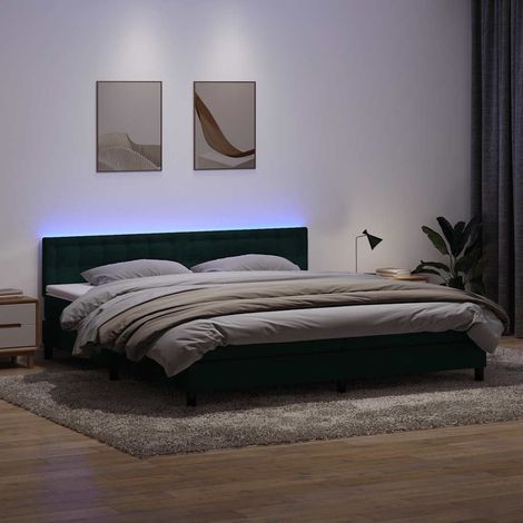 Boxspringbett mit Matratze & LED Dunkelgrün 180x220 cm Samt (1/5)