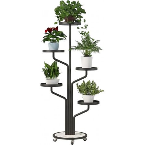 Supporto per fiori, mensola, in metallo, rotondo, CON RUOTE, 130X40 CM (1/5)