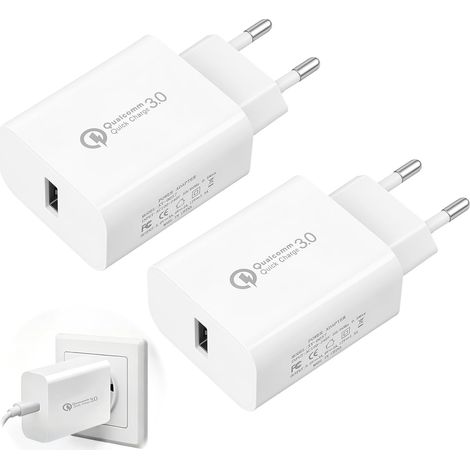 Chargeur Rapide USB 18W QC3.0, Bloc Secteur 5V3A, Alimentation Universelle pour Smartphone Tablette, Compatible avec 15 23 S24 (1/5)