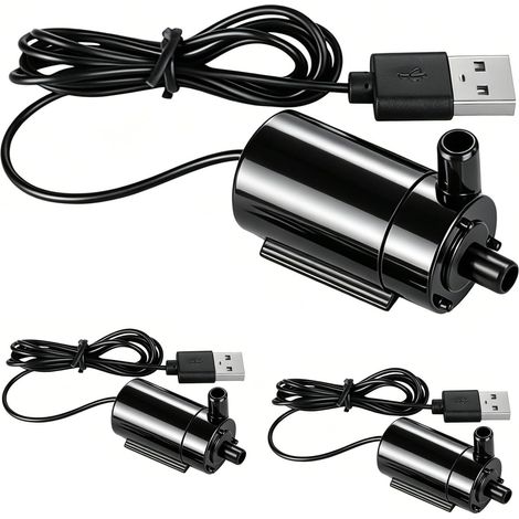 Pompe à Eau - 3 Pièces - Plastique Noir - Submersible USB 3-5V - Aquarium et DIY (1/5)