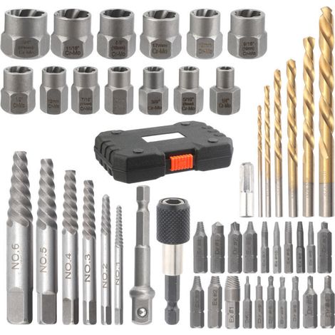 Lot de 48 extracteurs de vis . kit d'extraction de boulons robuste. ensemble d'extraction facile pour écrous cassés. boulons dénudés avec étui portable (1/5)