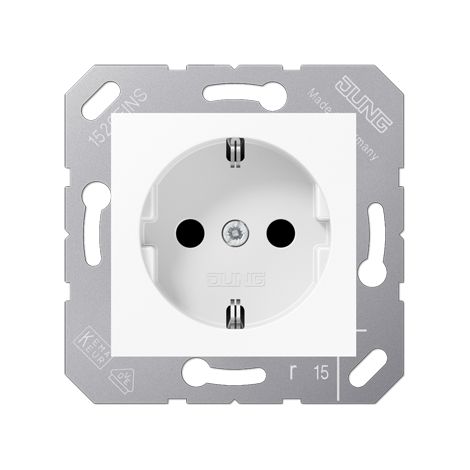 Jung SCHUKO®-Toma de corriente, 16 A 250 V , SAFETY+, Termoplástico, 50 x 50 mm, blanco alpino CD 5120 BFKI WW