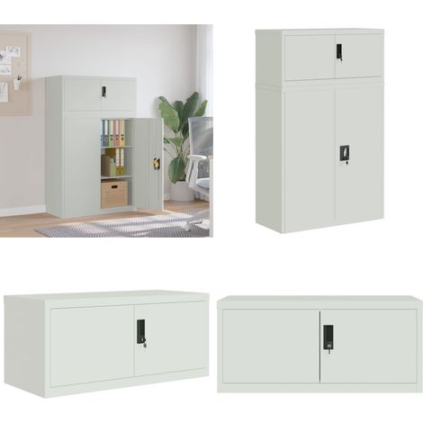 Armario archivador de acero gris claro 90x40x145 cm - Armario de acero - Estantes ajustables