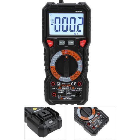 Multimètre numérique HT118C écran digital intelligent anti-surchauffe pour électricien, mesureur de capacité, entretien (1/5)