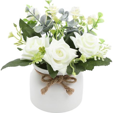 1 Composition de fleurs artificielles en pot, centre de table réaliste, décoration intérieure durable pour salon, bureau (1/5)