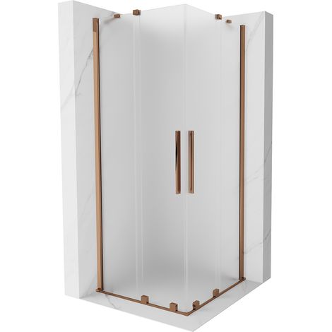 Mexen Velar Duo cabine de douche coulissante 80 x 80 cm, dépoli, or rose - 871-080-080-32-60 (1/5)