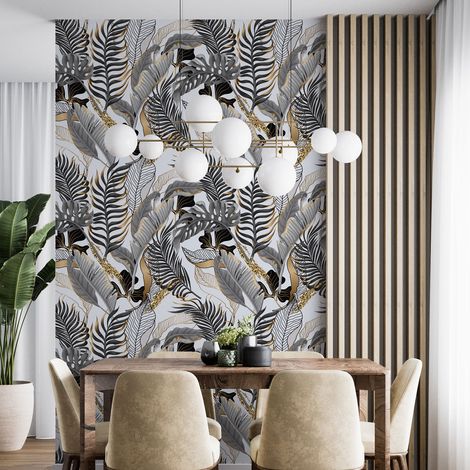 Papier peint - Motif botanique - 10 LÉS de 60x260 cm - Surface L 600 x H 260 cm