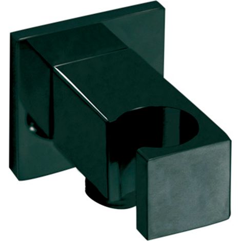 Codo de Salida de Agua con Soporte Fijo a Pared Cuadrado de Ducha Negro Mate (1/3)