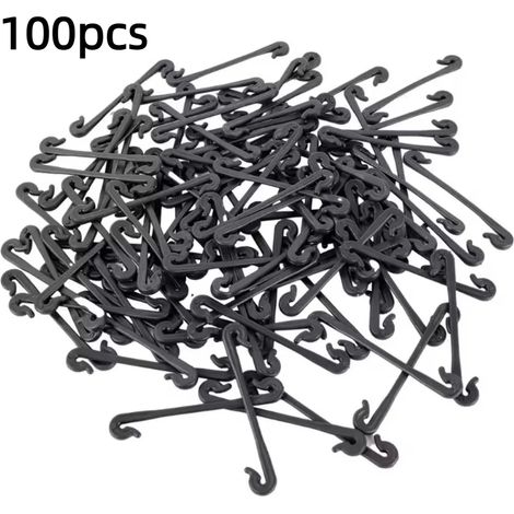 (100 pièces, noir) 100 clips de fixation pour plantes de jardin, clips de greffage pour tomates et légumes, clips de support pour vignes, crochets de fixation en plastique (1/4)
