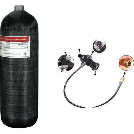 Réservoir HPA, Construction en Fibre de Carbone, Performance à Haute Pression, 6.8L avec une vanne (1/2)