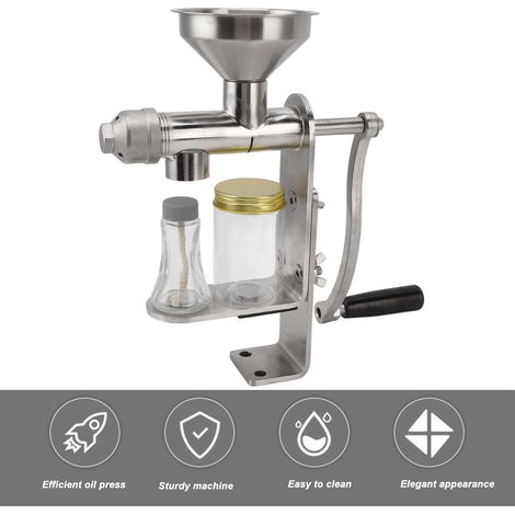 Presse à huile manuelle en acier inoxydable, petite presse domestique à huile d'arachide et de sésame, presse à huile à froid et à chaud pour huile de noix et de colza.