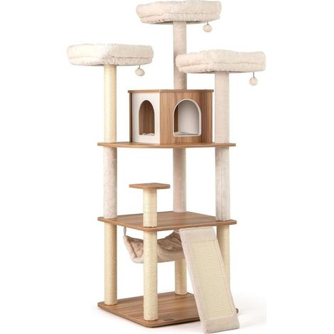 Albero per gatti in legno da 168 cm con amaca e tiragraffi