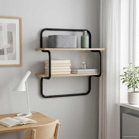 vidaXL Estante de pared de 2 niveles Roble Sonoma 40 x 24,5 x 61 cm (1/5)