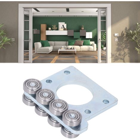 Ensemble de poulies carrées à 8 roues avec cadre en acier chromé, ensemble de poulies pour porte coulissante avec roulements en acier inoxydable haute capacité. (1/5)