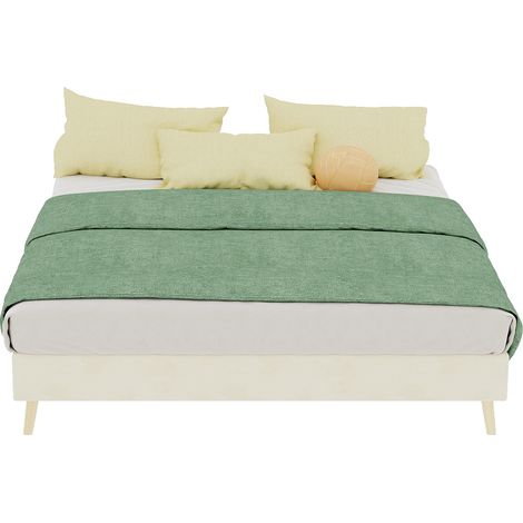 CHICFURN Cadre de lit lit plateforme beige style moderne 140 x 200 cm (1/5)