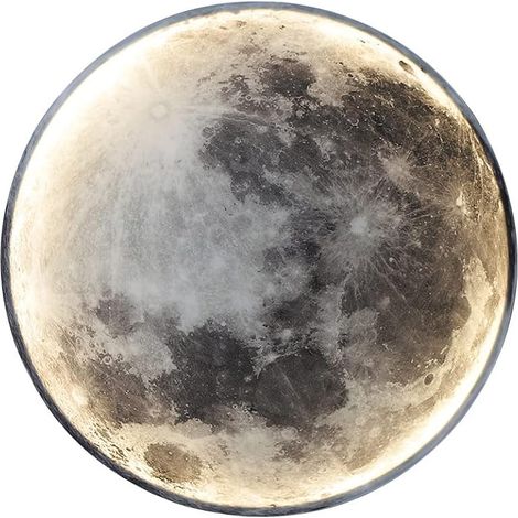 LED Applique Murale Lune avec Télécommande, Lampe Murale Intérieur Moderne Dimmable Lampe de Chevet Ronde Acrylique Éclairage Mural pour Chambre Salon Couloir Escalier Veilleuse Lune (24cm)