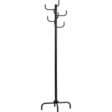 Idimex – Porte-manteau Kaktus 8 crochets en métal laqué noir – Structure stable avec 4 pieds – Diamètre pied 49 cm – Pour petits espaces