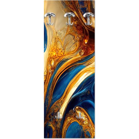 Lupia - Appendiabiti da Parete Moderno, Design Fluido Marmoreo FLUID 2, con 5 Ganci Robusti, Facile Montaggio, Realizzato in Italia, 46x125 cm, Legno (1/4)