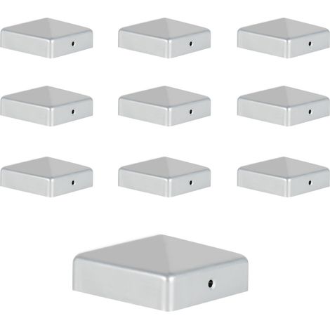 Randaco 10x Pfostenkappe 91x91mm Silber, Pyramide Zaunkappe aus Eisen, Abdeckkappe für Holzpfosten & Gartenzaun (1/5)