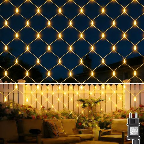 Filet Lumineux Extérieur 3x2M 200 LED Guirlande Lumineuse Plafond avec Prise, Minuterie, 8 Modes Filet Lumineux Noël IP65 Étanche Rideau Lumineux pour Jardin Chambre Noël Intérieur (1/5)