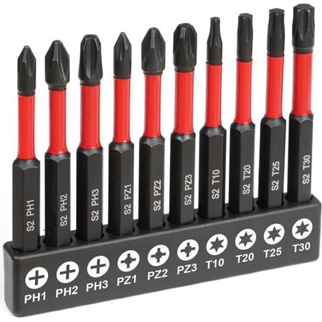 Set De 11 Douilles Étoilées Tamper Proof En Acier S2 Pour Visseuse Et Tournevis – Tige Hexagonale 1/4″, Longueur 50 Mm, Tailles H1,5 À H8 (1/5)