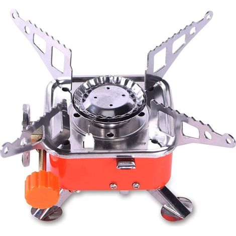 Estufa de gas, quemador ligero de butano, estufa de gas plegable para acampar, encendido electrónico para senderismo, mochilerismo, caza y cocina. Mini estufa con quemador pequeño. (1/5)