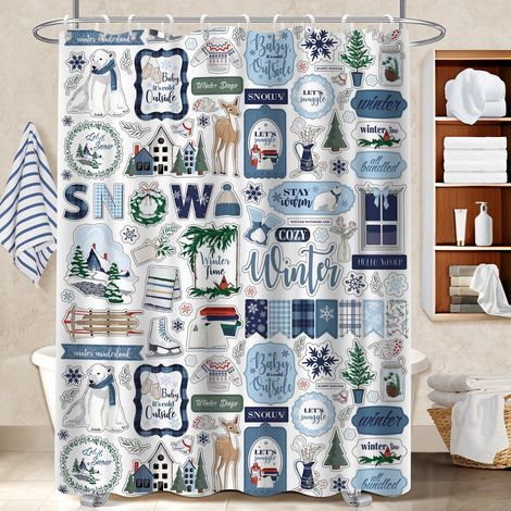Rideau de bain imprimé polyester 180x180 robuste polyester pour salle de bain pour salle de bain avec douche à l’italienne (1/5)