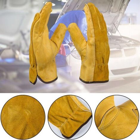 Bequeme Gartenhandschuhe aus Leder mit wasserdichtem Futter, strapazierfähig und flexibel, Größe L