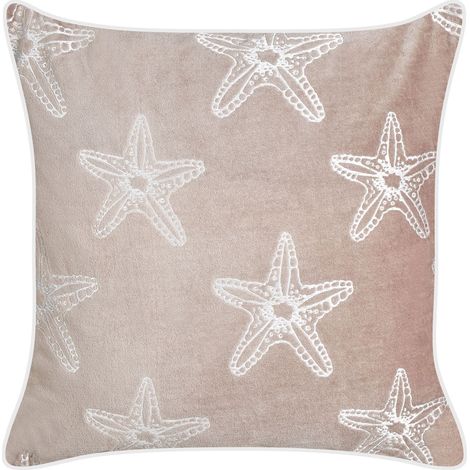 Throw Cushion CERAMIUM Velvet 45 x 45 cm Pastel Pink Floral Pattern