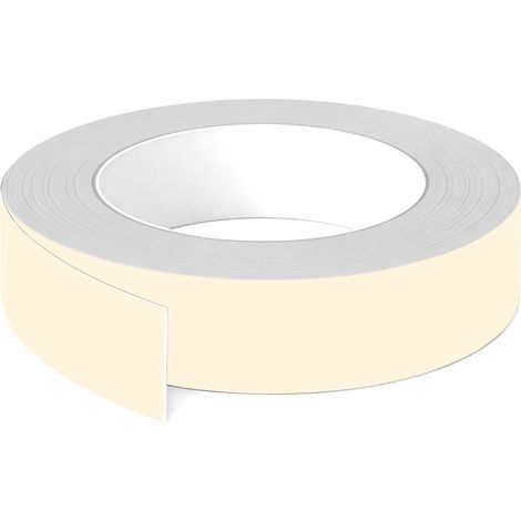 1x Bande de chant ABS sans colle 23 mm x 5 m épaisseur 0,8 mm facile à appliquer bricolage étagère meuble panneau plan de travail bois stratifié, Blanc écru mat (1/3)